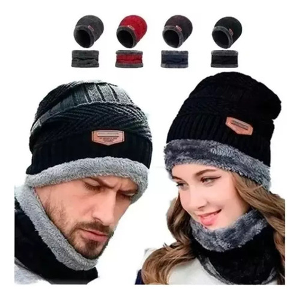 3 Gorros Invierno De Lana Con Interior Chiporro Cuello Gorra 3