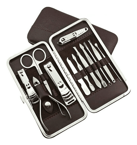 Super Estuche Set Manicure Pedicure Kit Cortauñas 12 Piezas