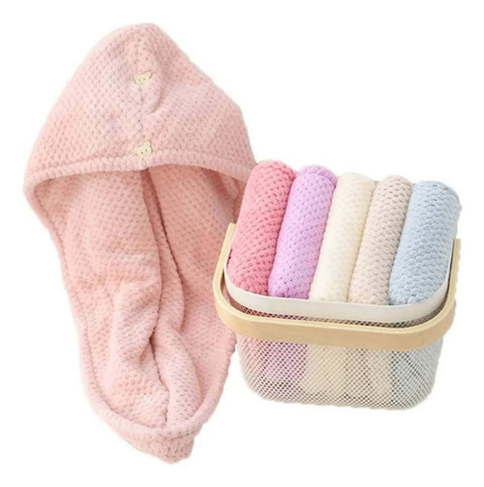 Pack 4 Gorro Toalla Turbante Microfibra Para Secar Cabello 1