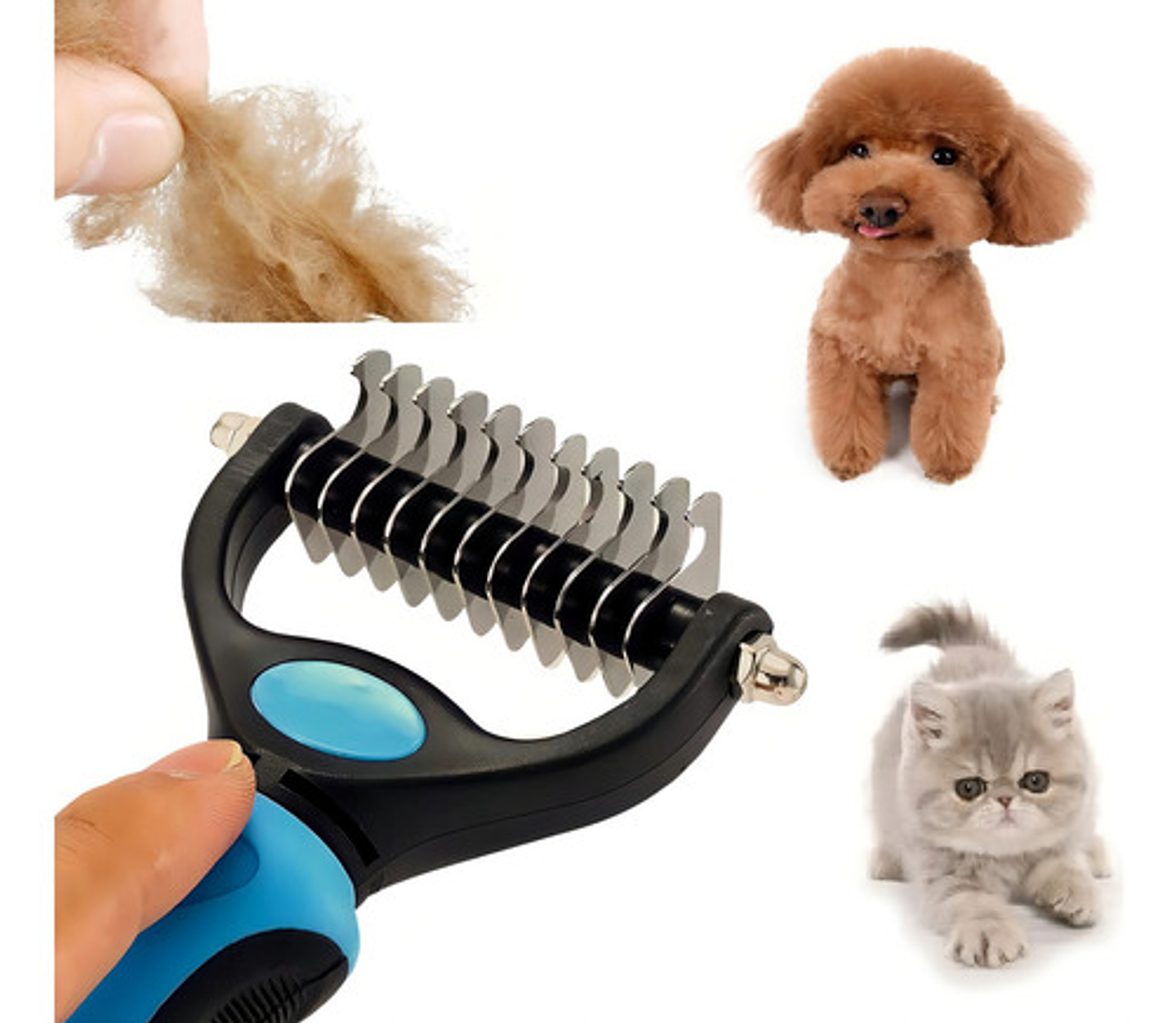 Cepillo Removedor De Pelo Para Perros Con Rastrillo Para Perros, Color Azul 4