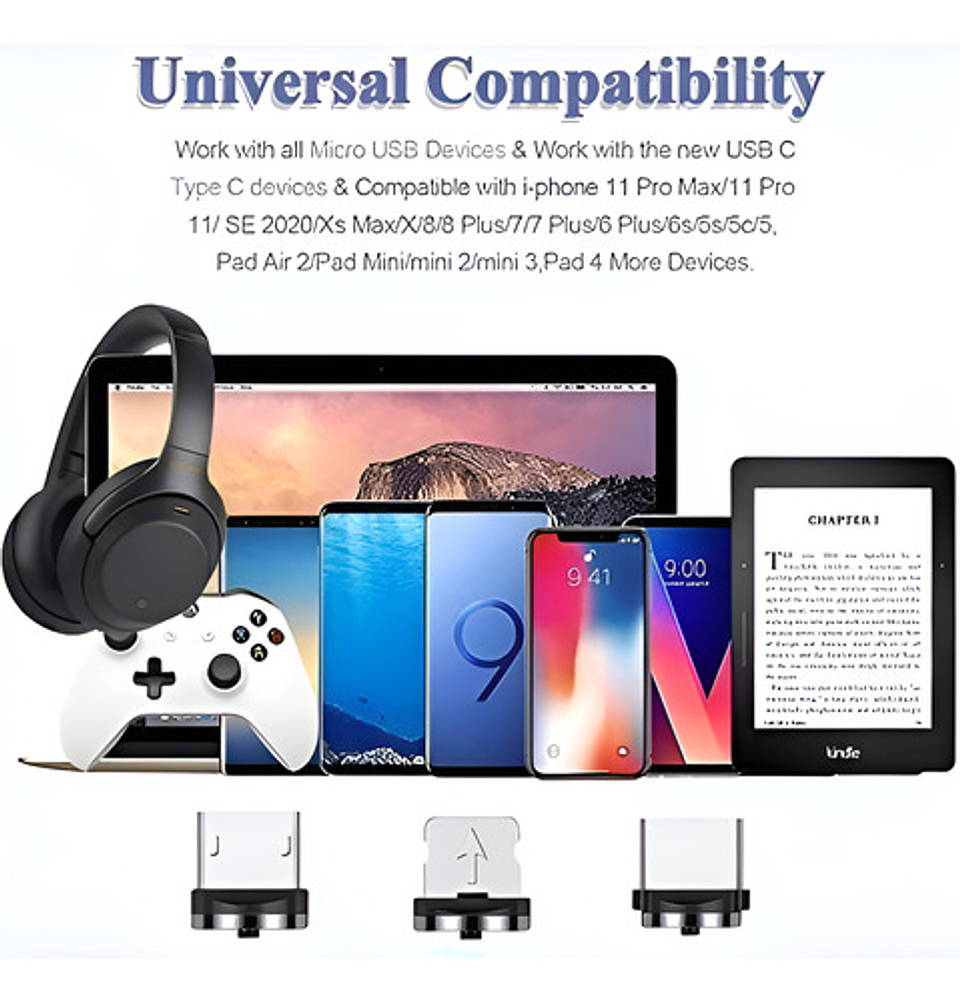 Cable Cargador Magnético Usb 3 En 1 Tipo-c/micro Usb/ios Color Rojo 5