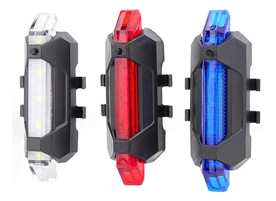 Luz Led Recargable Usb Para Bicicleta Trasera Color Blanco 2