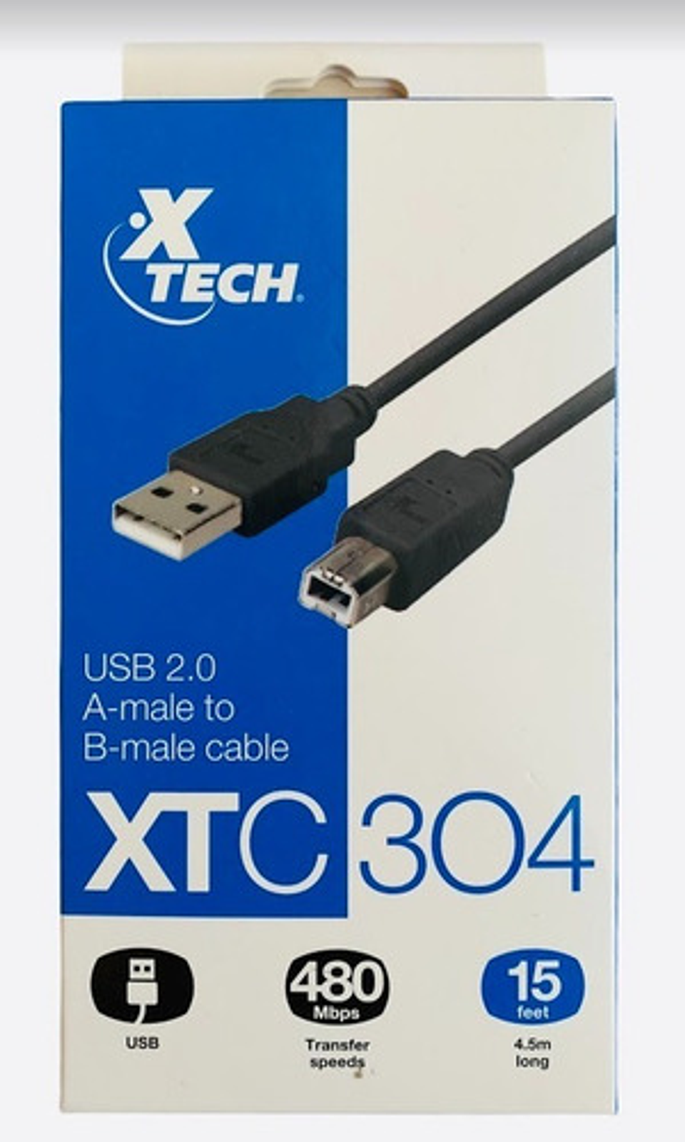 Cable Xtech Xtc304 Usb-a Macho A Usb-b Macho Impresora 4.5mt Negro 2