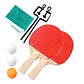 Kit Ping Pong Buona 2 Paletas Madera Rojo Negro 3 Pelotas Red Incluida - Miniatura 1