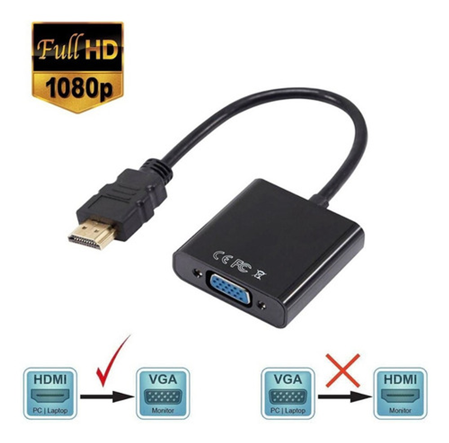 Adaptador Conversor Convertidor Hdmi A Vga Audio - Otec 2