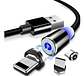 Cable Cargador Magnético Usb 3 En 1 Tipo-c Micro Usb Ios Negro - Miniatura 6