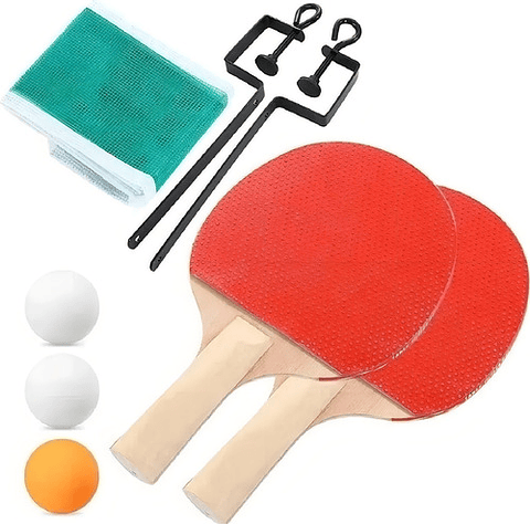 Kit Ping Pong Buona 2 Paletas Madera Rojo Negro 3 Pelotas Red Incluida