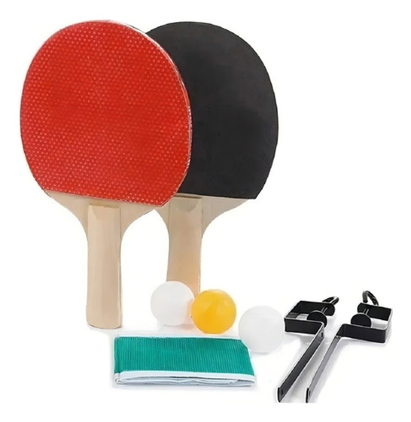 Kit Ping Pong Buona 2 Paletas Madera Rojo Negro 3 Pelotas Red Incluida 3