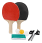 Kit Ping Pong Buona 2 Paletas Madera Rojo Negro 3 Pelotas Red Incluida - Miniatura 3