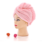 Toalla De Secado Para Cabello Tipo Turbante Color Rosado - Miniatura 5