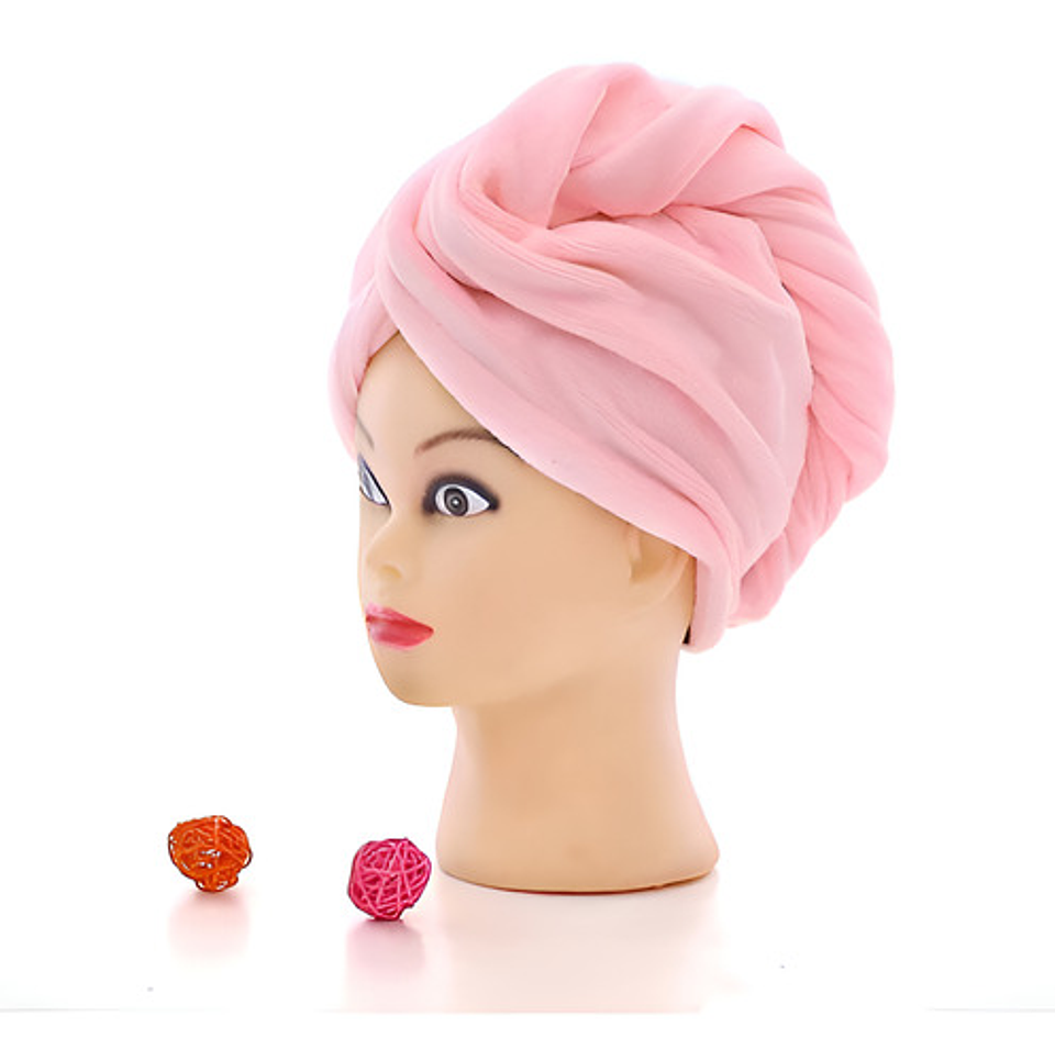 Toalla De Secado Para Cabello Tipo Turbante Color Rosado 5