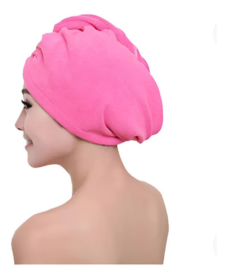 Toalla De Secado Para Cabello Tipo Turbante Color Rosado 10