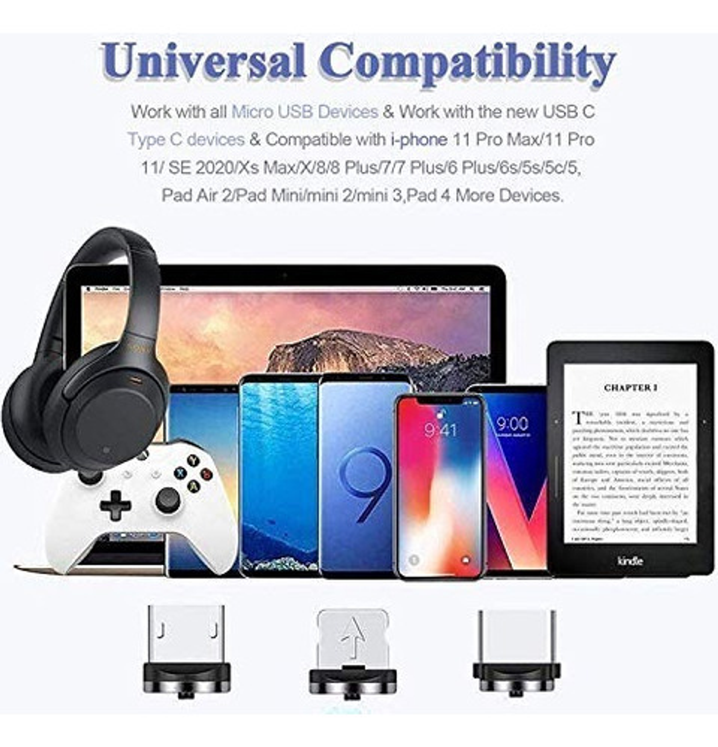 Pack X4 [cable Magnético Usb 3 En 1 Tipo-c/micro Usb/i Pple] 5