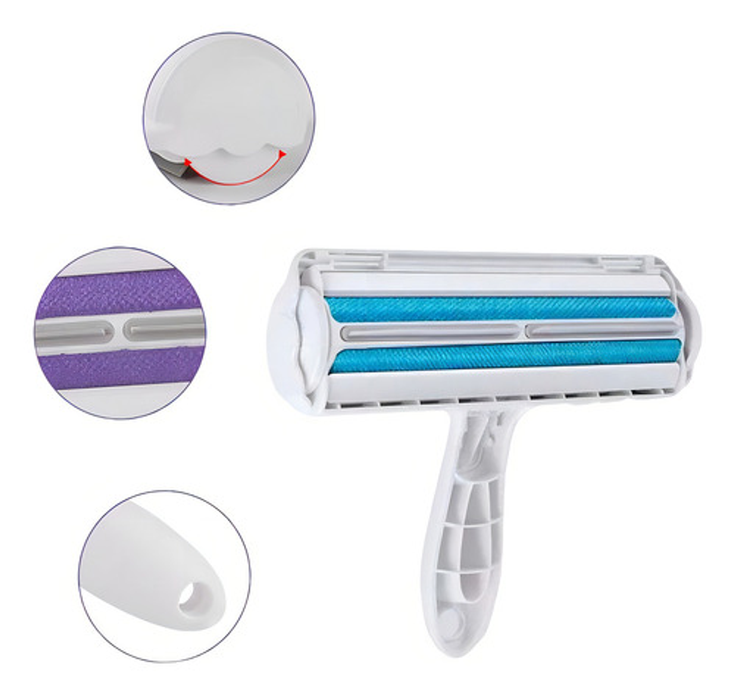 Pack X2 Rodillo Quitapelusas Manual - Rodillo Multiuso Ropa Mascota Saca Pelusa - Rodillo Removedor De Pelo Para Mascotas - Rodillo Quita Pelusa Pelo Ropa Reutilizable Azul 2