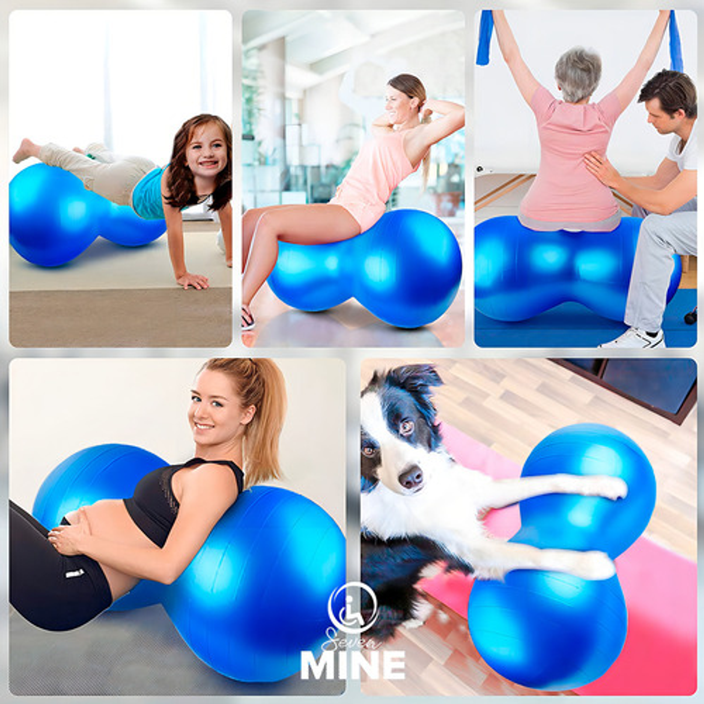 Pelota Pilates Yoga Forma Cacahuate (85 Cm, Color Azul) Gym 2