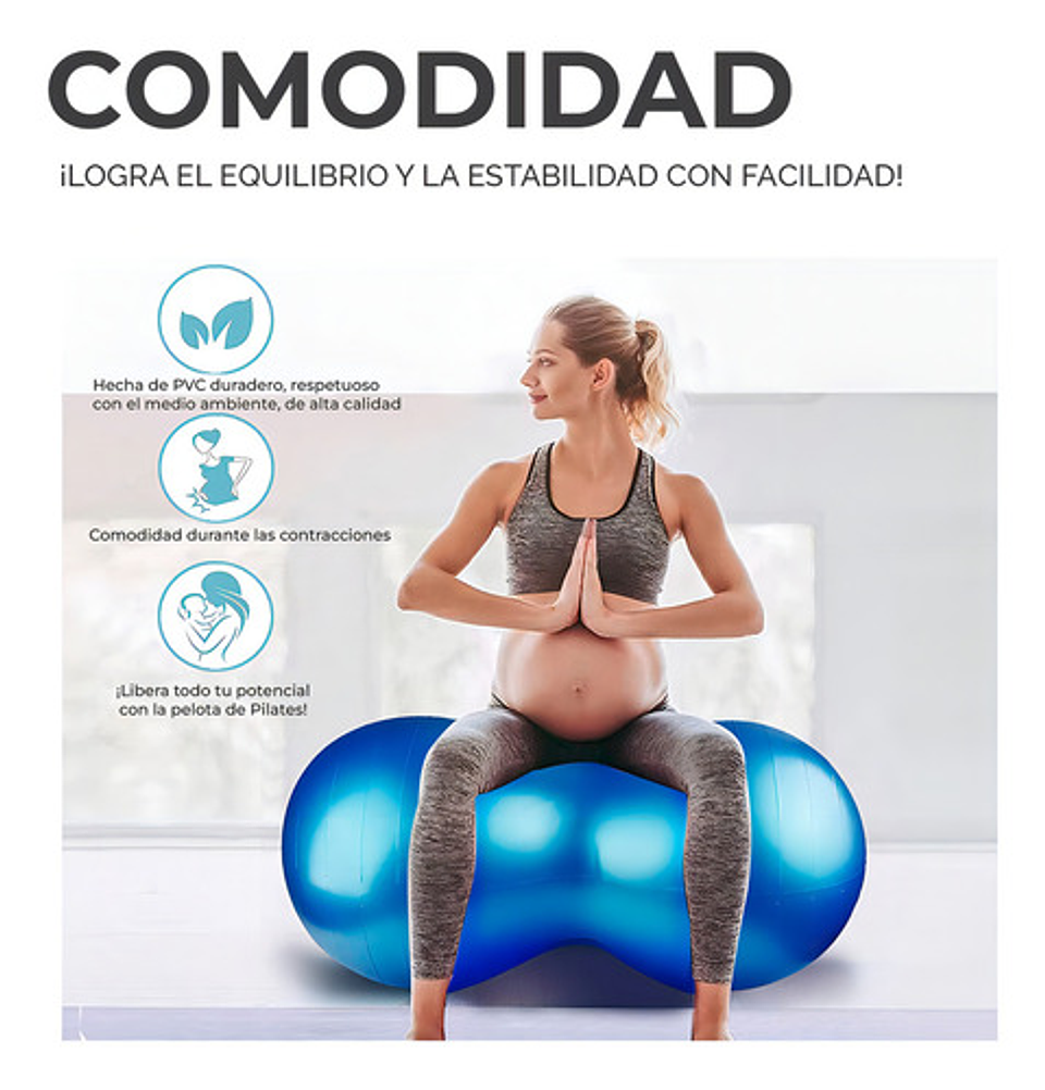 Pelota Pilates Yoga Forma Cacahuate (85 Cm, Color Azul) Gym 4