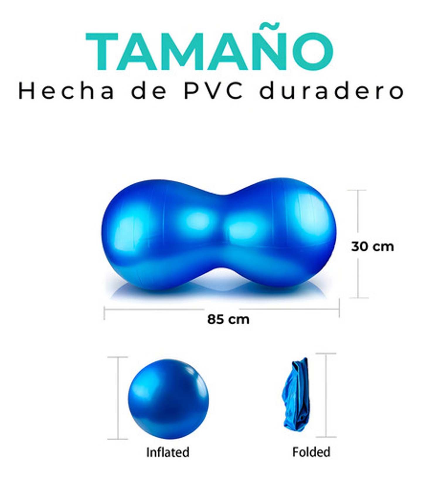 Pelota Pilates Yoga Forma Cacahuate (85 Cm, Color Azul) Gym 5