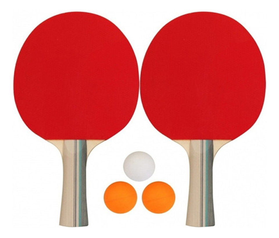 Kit De Ping Pong Con 2 Raquetas, 3 Pelotas, Red Y Soporte Rojo/ Negro Madera 3