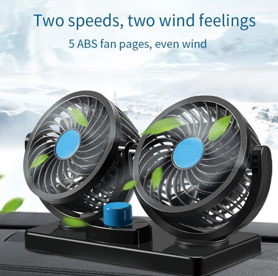 Ventilador 12v Auto Vehiculo Doble 360° 3