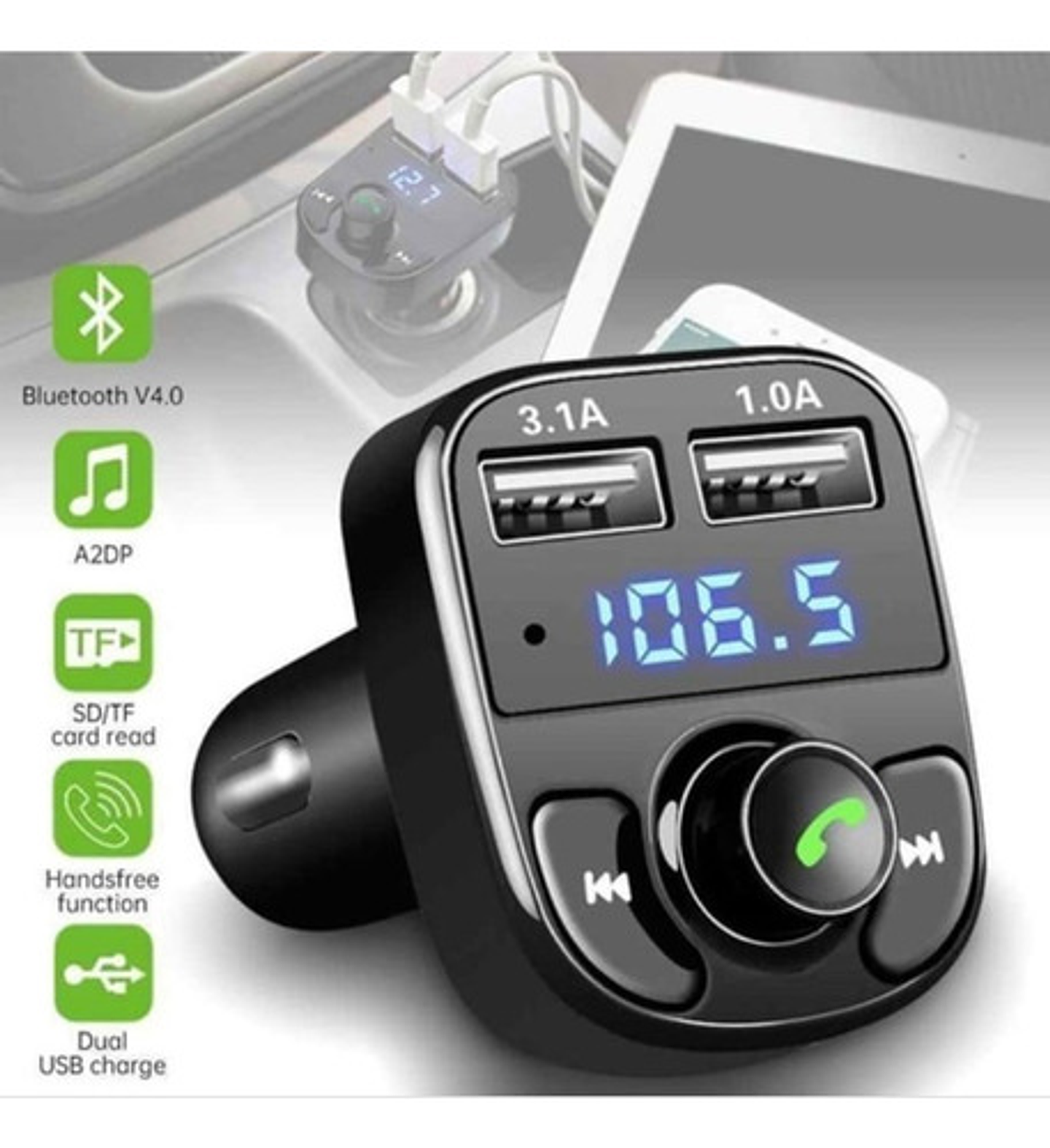 Cargador De Auto Con Bluetooth 4