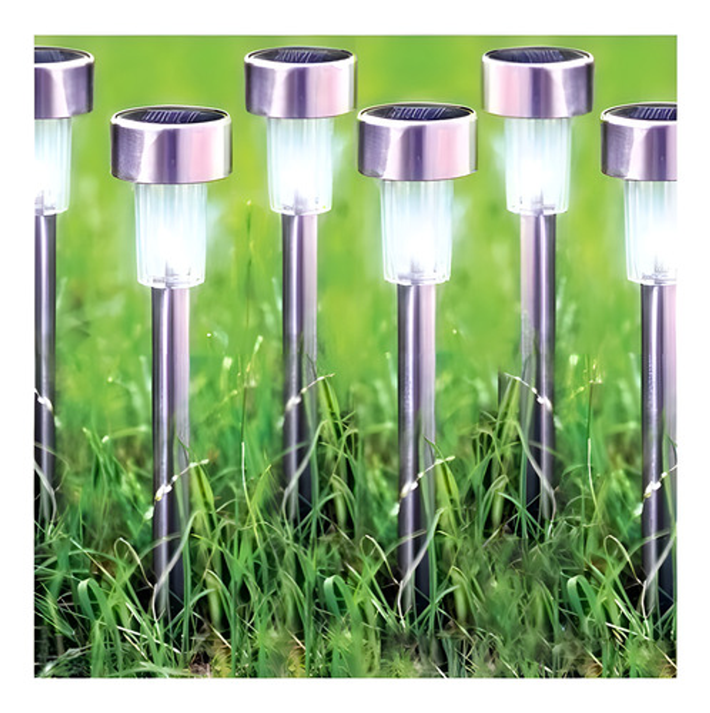 Kit 10 Focos Tipo Estacas Solares Exterior Jardin Quincho Pa Estructura Plateado 2