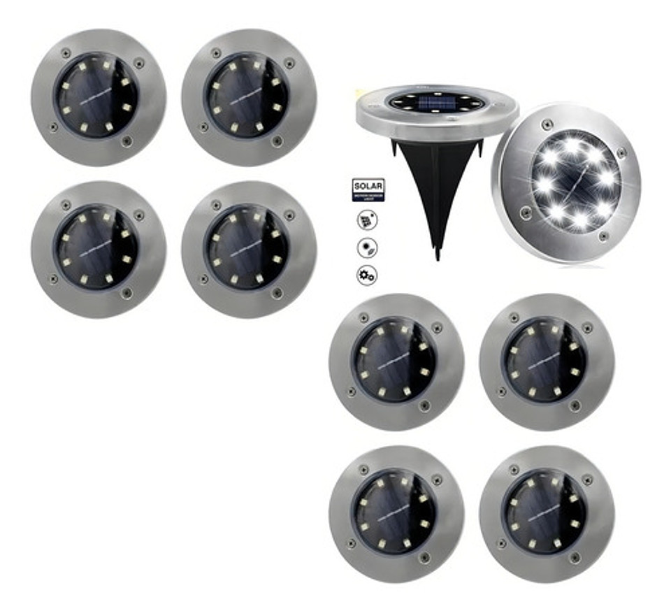 Kit 10 Focos Tipo Estacas Solares Exterior Jardin Quincho Pa Estructura Plateado 3