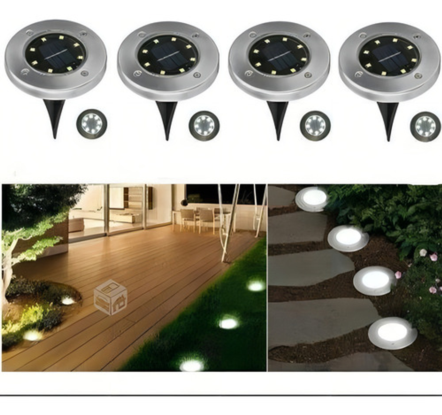 Kit 10 Focos Tipo Estacas Solares Exterior Jardin Quincho Pa Estructura Plateado 4