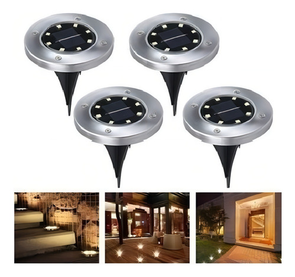 Kit 10 Focos Tipo Estacas Solares Exterior Jardin Quincho Pa Estructura Plateado 6