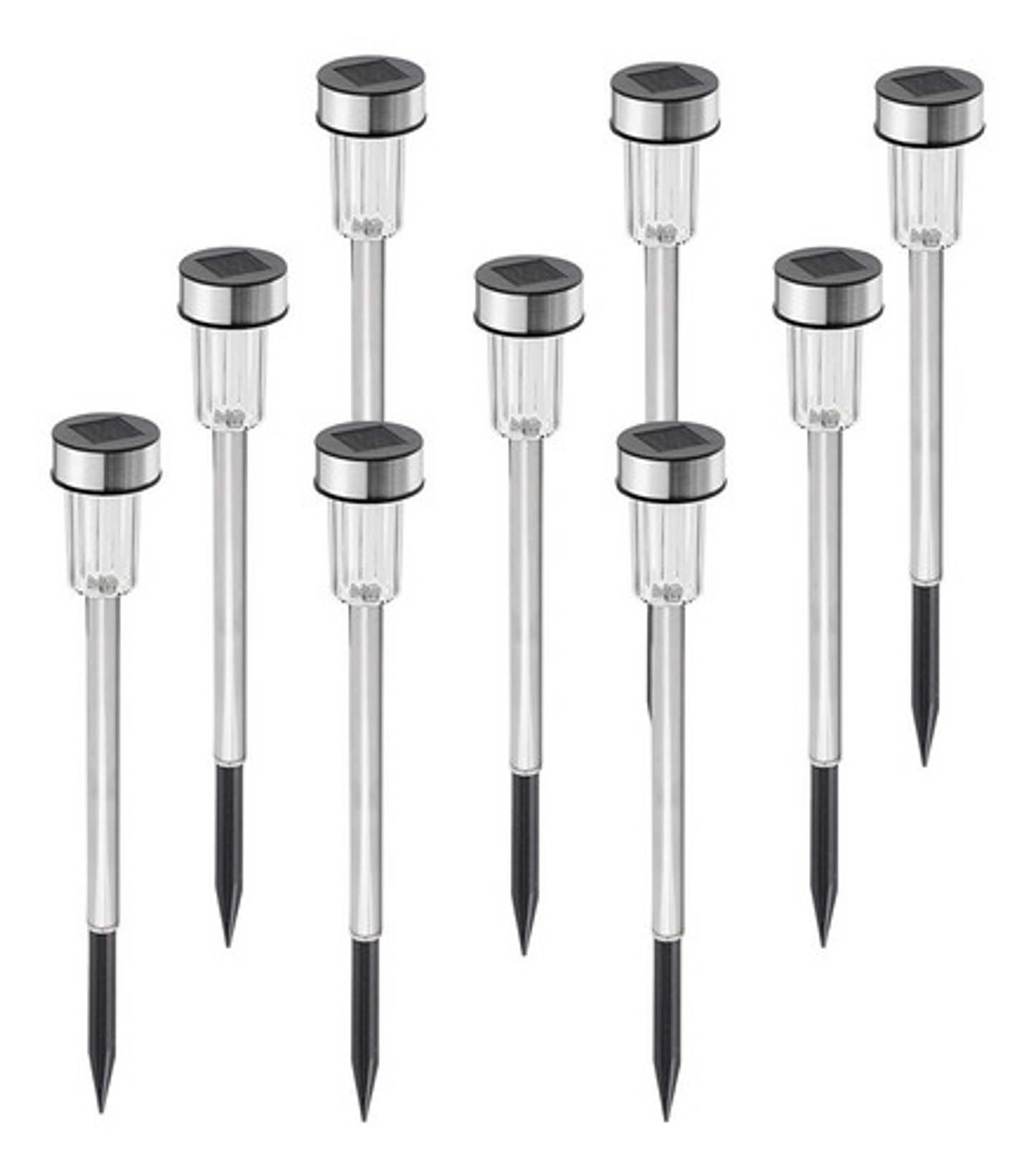 Kit 10 Focos Tipo Estacas Solares Exterior Jardin Quincho Pa Estructura Plateado 7