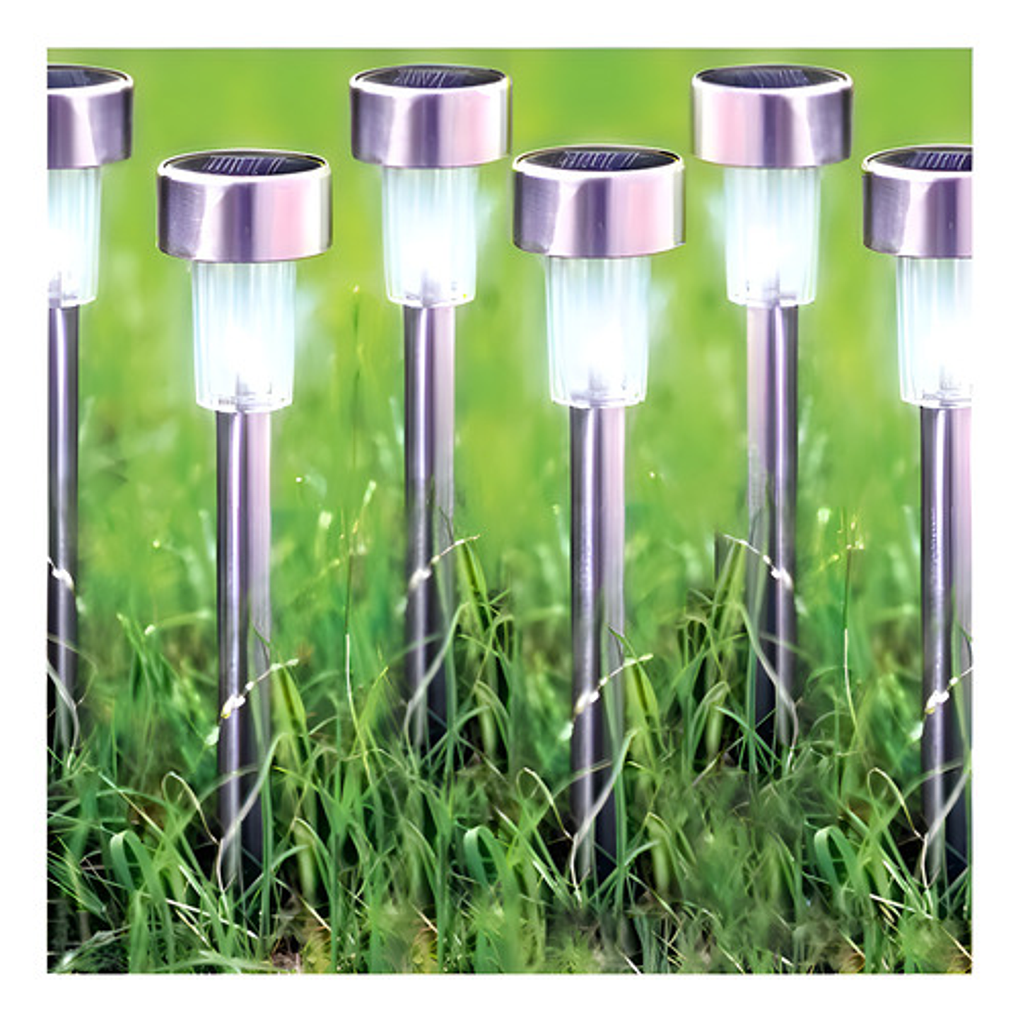 Kit 10 Focos Tipo Estacas Solares Exterior Jardin Quincho Pa Estructura Plateado 1