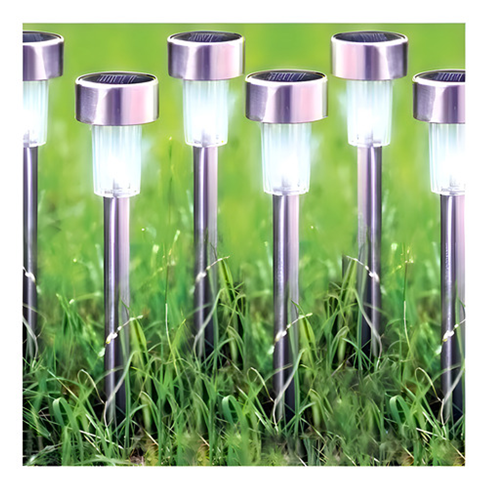 Kit 10 Focos Tipo Estacas Solares Exterior Jardin Quincho Pa Estructura Plateado 1