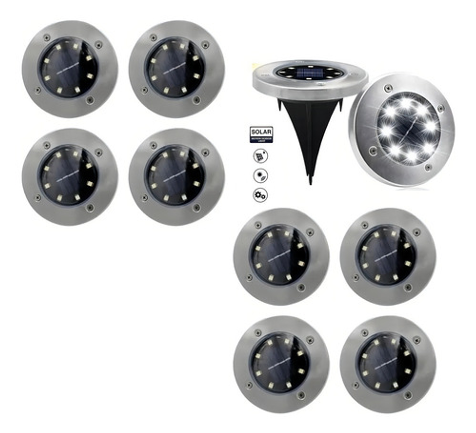 Kit 10 Focos Tipo Estacas Solares Exterior Jardin Quincho Pa Estructura Plateado 2