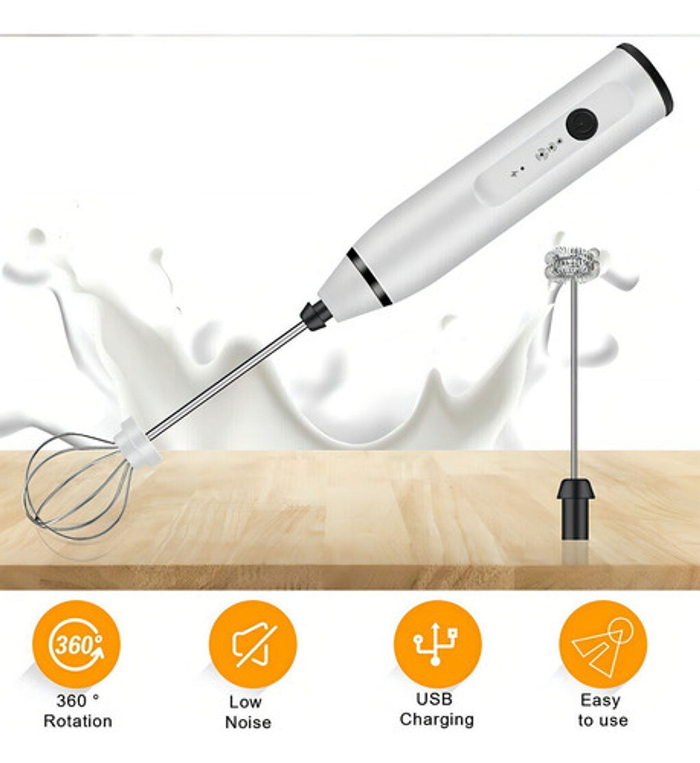 X2 Mini Batidor Revolvedor De Café Y Espuma Leche Recargable Color Blanco O Negro 5