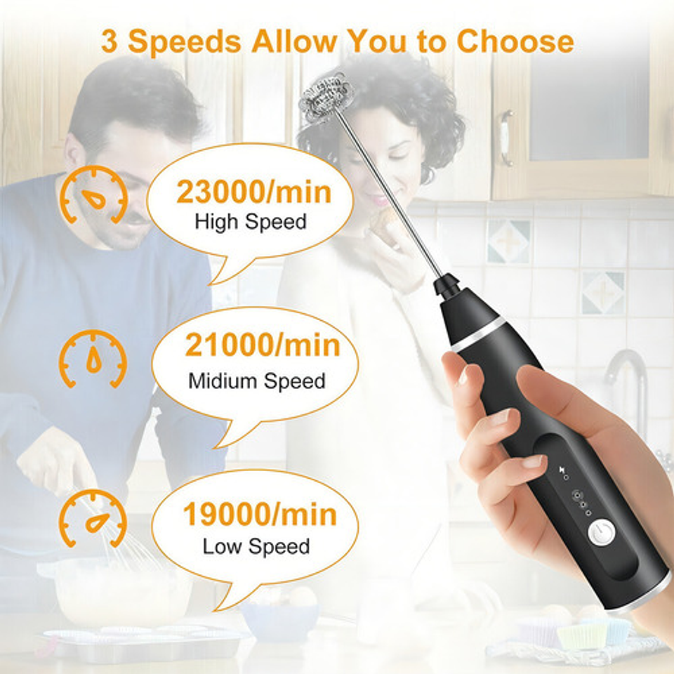 X2 Mini Batidor Revolvedor De Café Y Espuma Leche Recargable Color Blanco O Negro 7