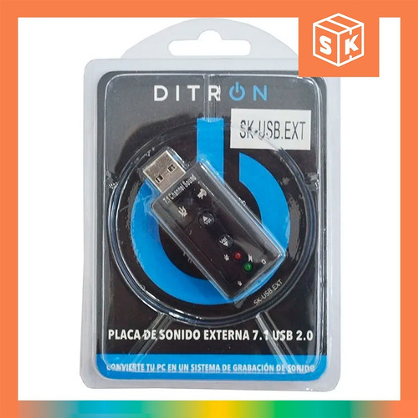 Placa Sonido Usb Externa Grabar 7.1 Pc Tarjeta Sonido Ditron 2