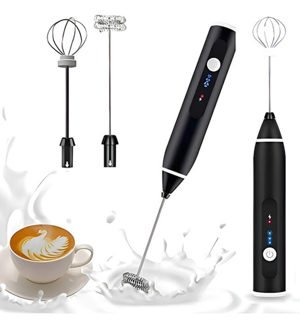 Mini Batidor Revolvedor De Café Y Espuma Leche Recargable Color Negro Frecuencia 1200 1
