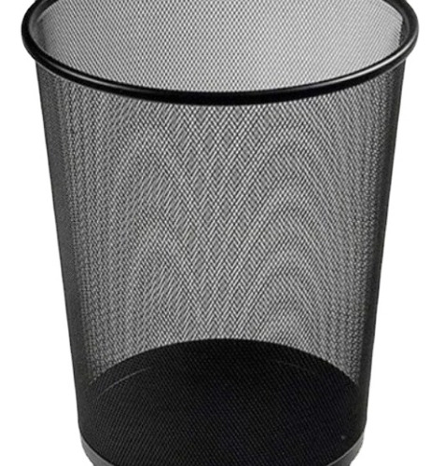 Basurero De Malla Metálica Redondo Negro De Oficina Grande 1