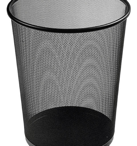 Basurero De Malla Metálica Redondo Negro De Oficina Grande