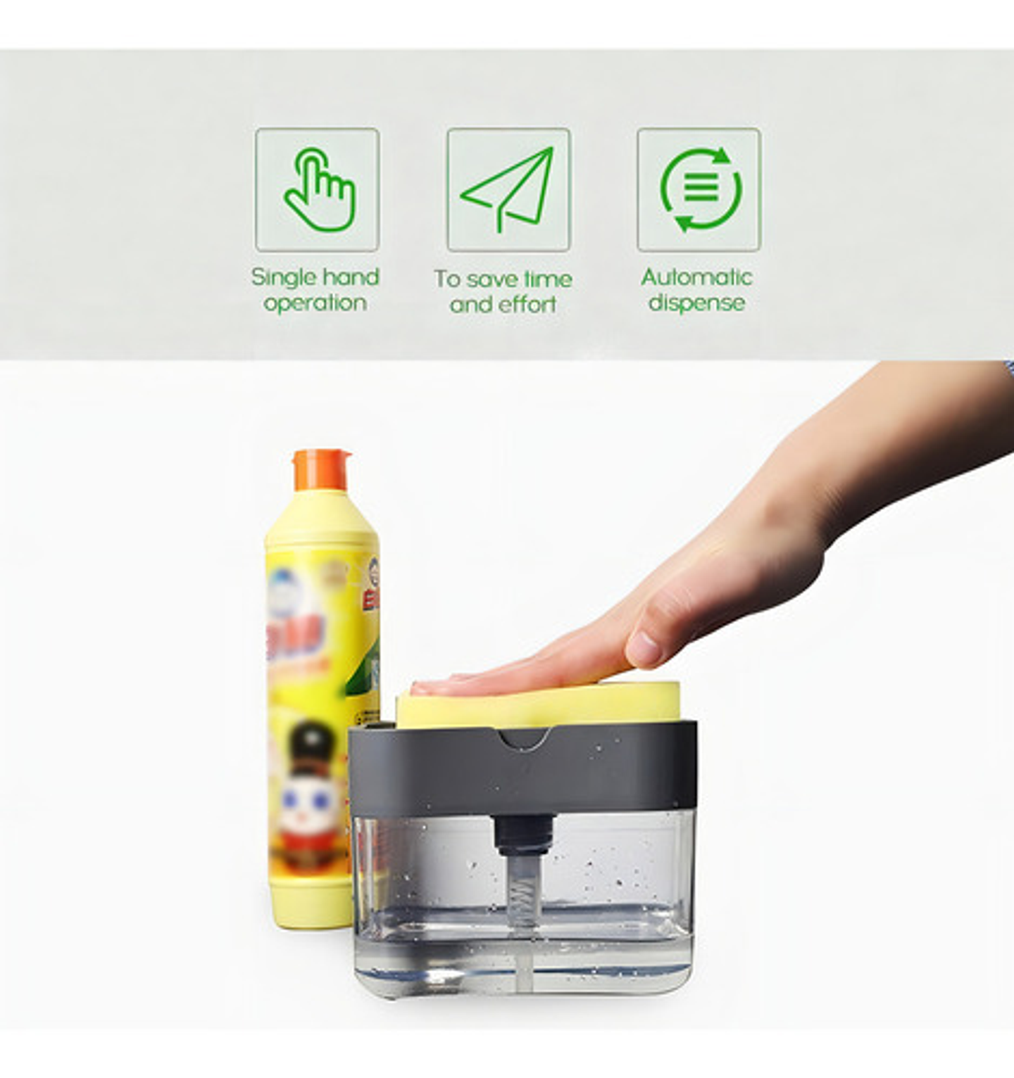 Dispensador Jabón Líquido Ekipofertas Manual Sobre Mesa Negro 385ml 7