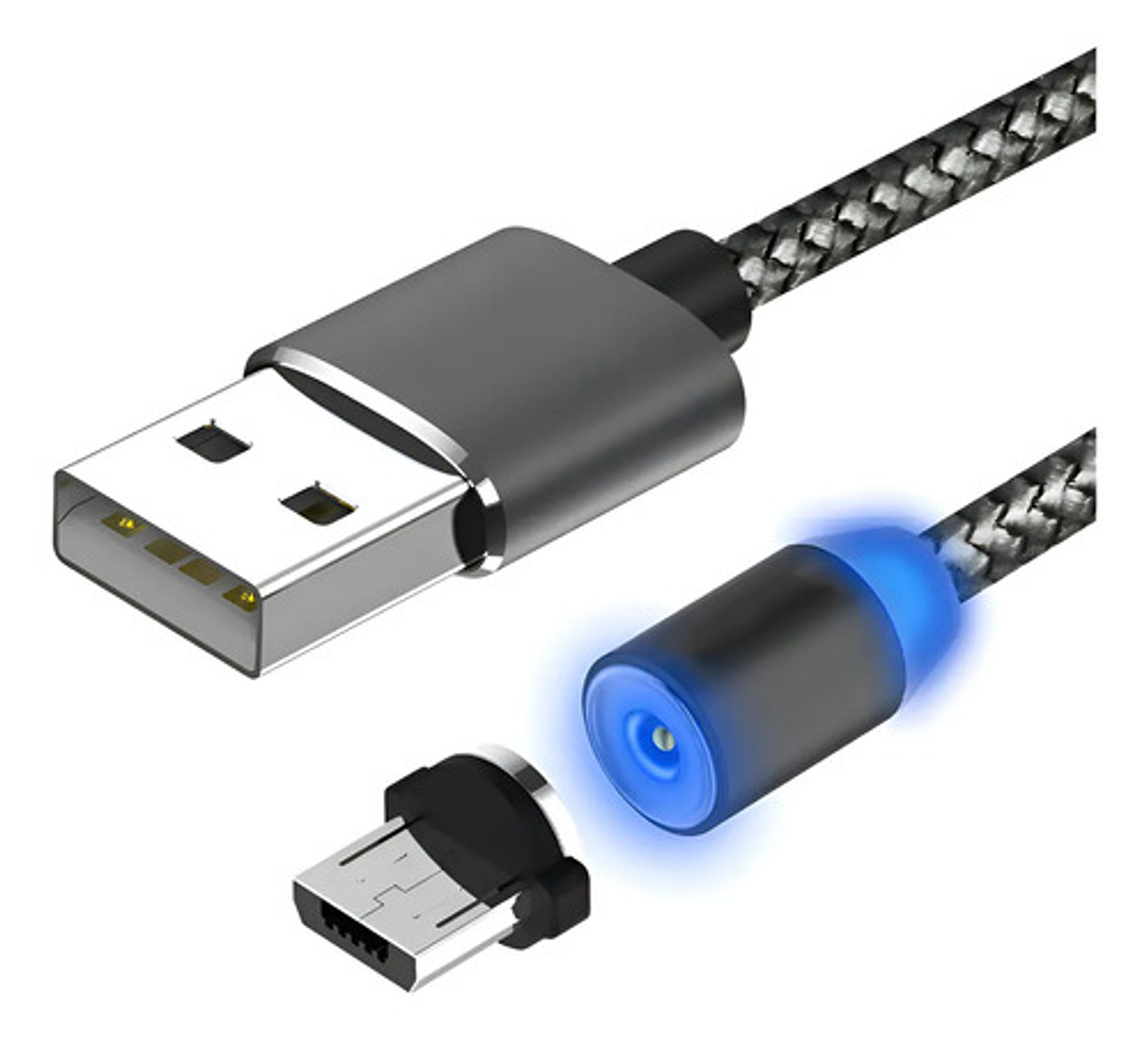 Cable Cargador Magnético Usb 3 En 1 Tipo-c/micro Usb/ios Color Rojo Negro 11