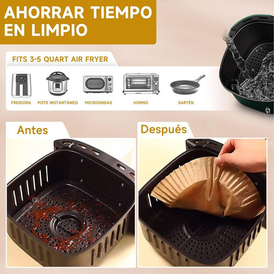 Forro De Papel Desechable Horno Para Freidora De Aire 100pzs 5