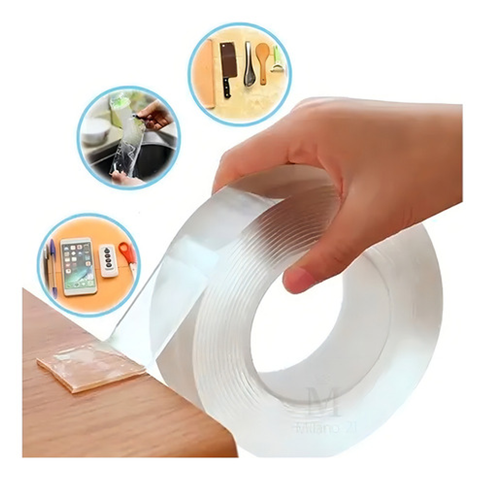 Cinta Doble Faz Nano Gel Reutilizable 3m Transparente J.h. Company 10