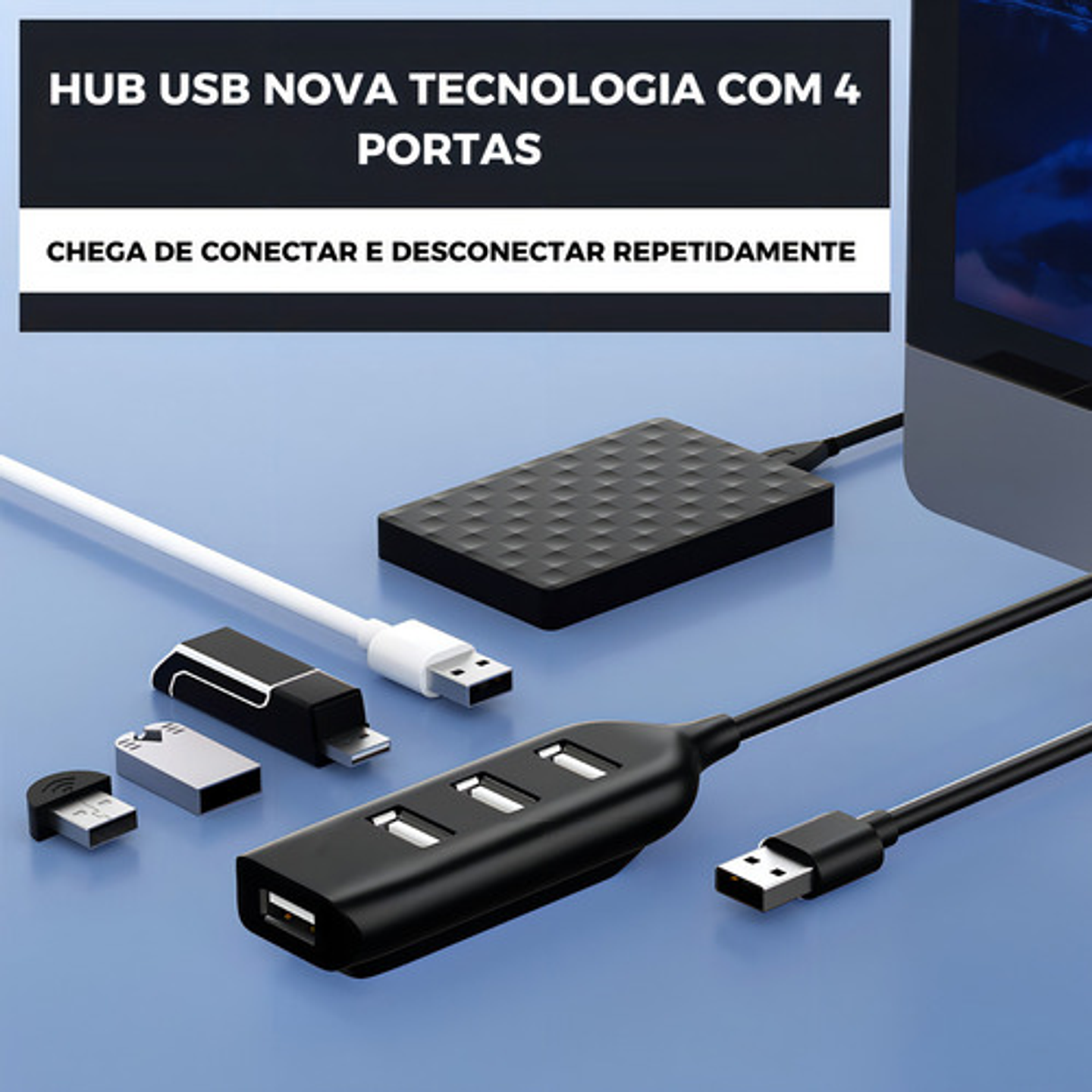 Hub Usb 2.0 De 4 Puertos De Alta Velocidad 6