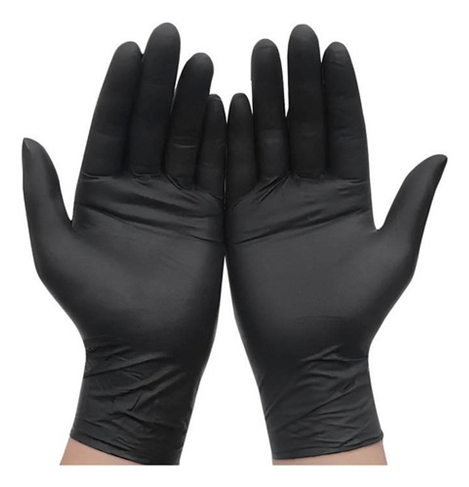 Guantes De Nitrilo Negros Dedos Texturizados (caja 100 Uds) 6