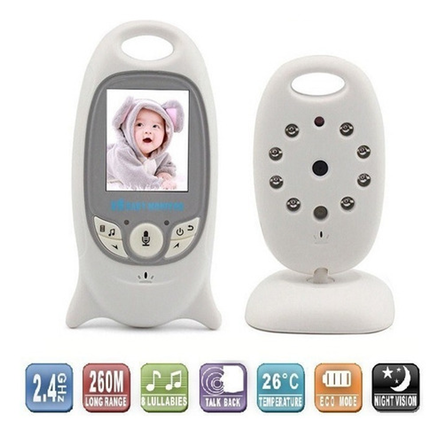 Monitor Bebé Video Baby Vb601 Cámara Con Pantalla Visión Nocturna 9