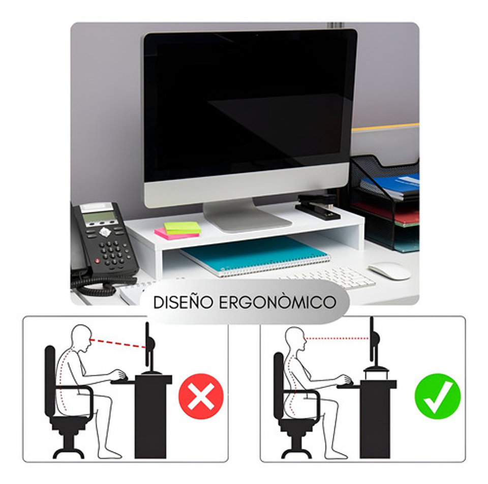 Elevador De Monitor Armable Madera Escritorio Oficina Organizador De Escritorio Armable 3