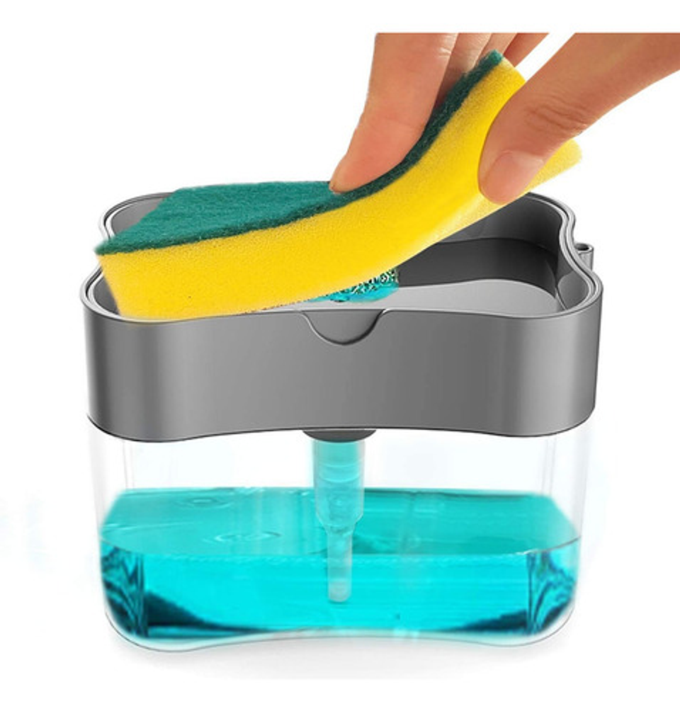 Dispensador De Jabón Liquido Soap Pump Botón 385ml Esponja Cocina Referencial 2