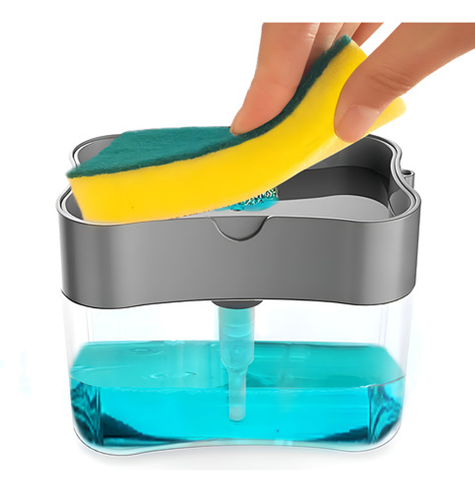 Dispensador De Jabón Liquido Soap Pump Botón 385ml Esponja Cocina Referencial 2