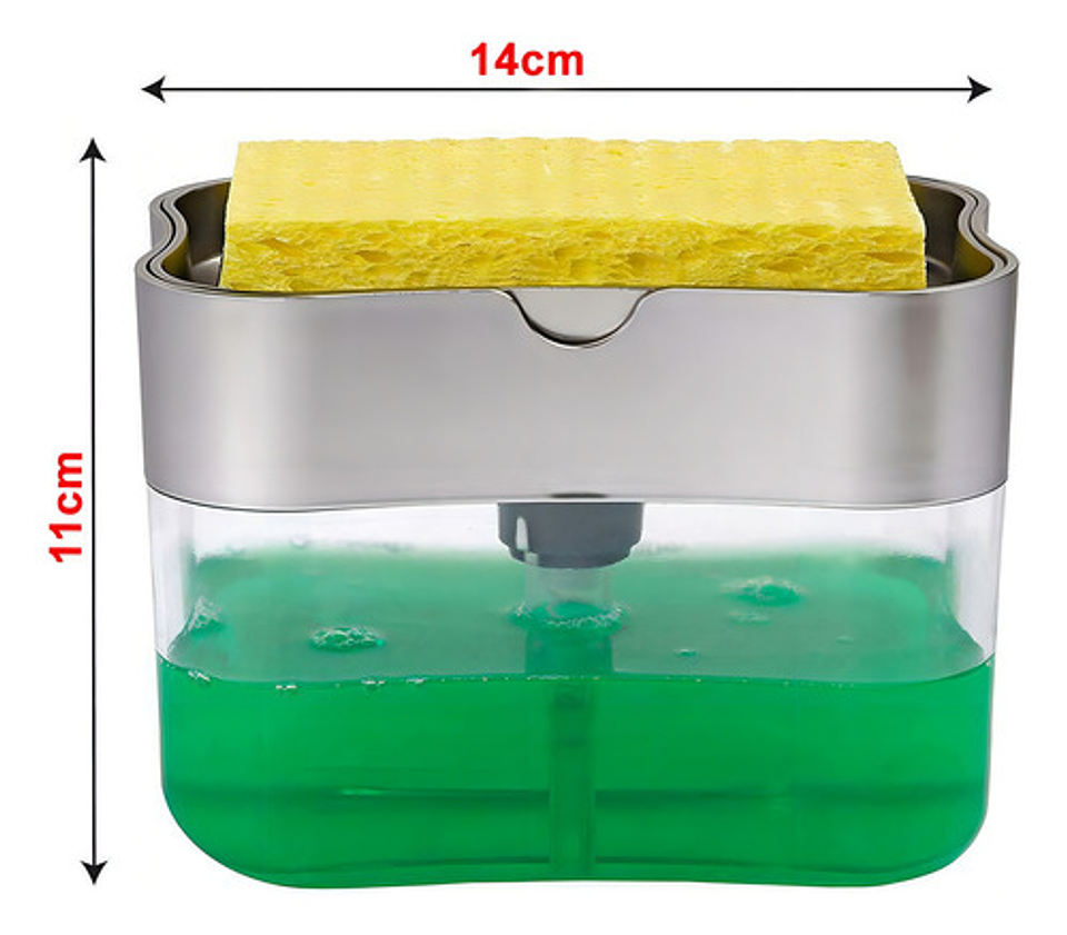 Dispensador De Jabón Liquido Soap Pump Botón 385ml Esponja Cocina Referencial 7