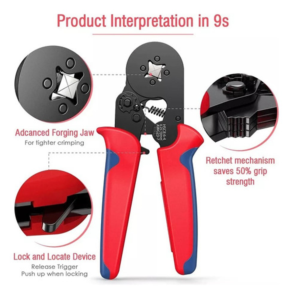 Set Alicate Crimpador + 1200 Terminales Alicates Crimpadora 7